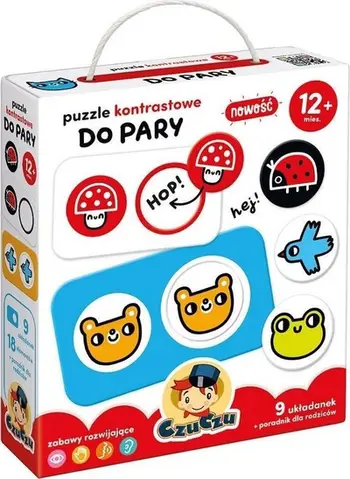 Puzzle çift për fëmijë Bright Junior Media CzuCzu Contrast, 9 puzzle, prej 12 muajsh