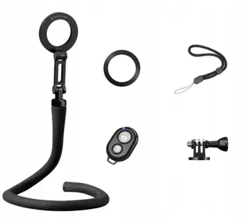 Mbajtës fleksibil për telefon K&amp;F Concept, me triped magnetik, me vidë 1/4" dhe adapter GoPro, i zi