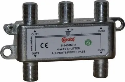 Ndarës sinjali CORAB 5-2400MHz, 4 dalje, Power Pass, argjendtë - 1