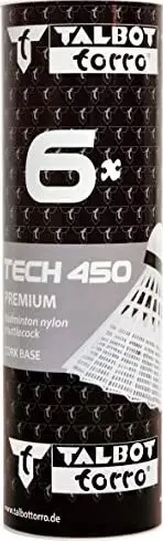 Toptha badminton Talbot Torro TT LOT TECH 450, set 6 copë, slow, të bardhë
