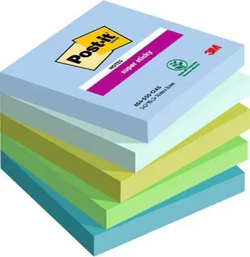 Fletëngjitëse 3M Post-it Super Sticky OASIS, 76x76mm, 5x90 fletë, shumëngjyrëshe