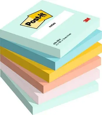 Bllok shënimesh vetëngjitës 3M Post-it BEACHSIDE, 76x76mm, 6x100 fletë, shumëngjyrëshe