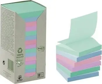 Shënime vetëngjitëse Post-it 3M Z-Notes Ecological Nature, 76x76mm, 16x100 fletë, shumëngjyrëshe pastel