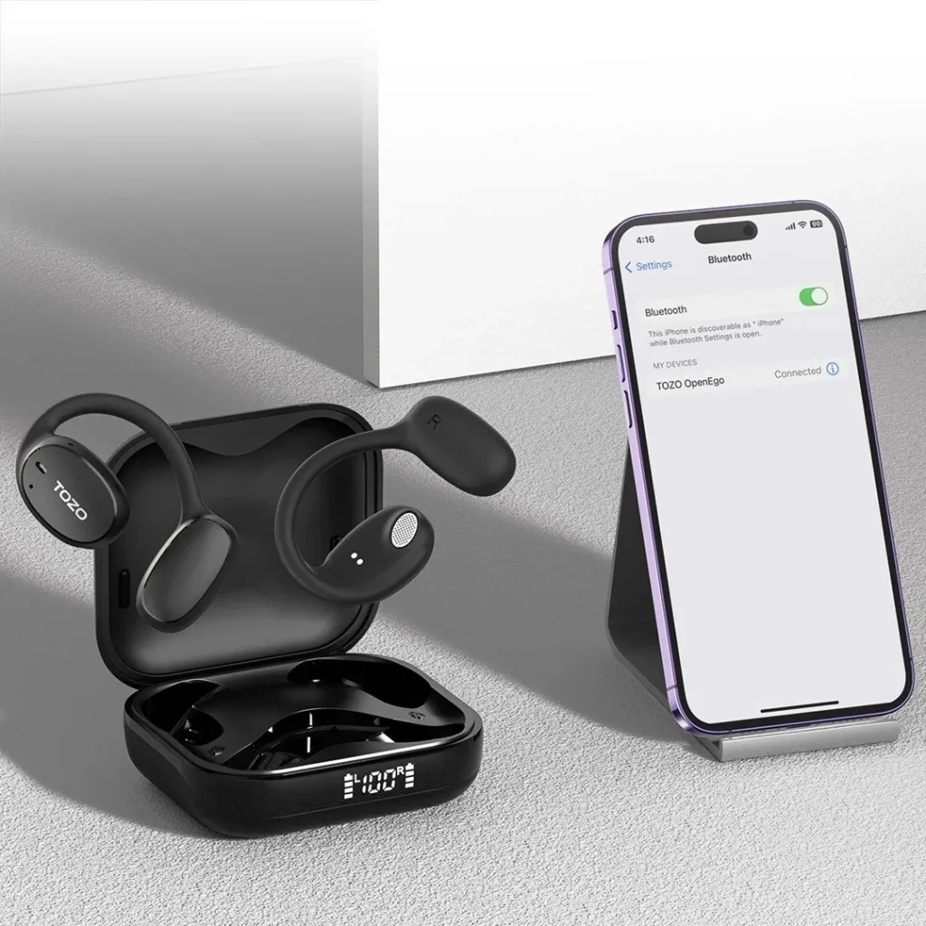 Kufje TOZO OpenEgo TWS Bluetooth, USB Type-C, Zezë - 6