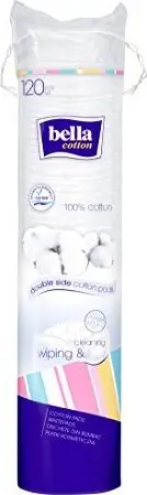 Disqe kozmetike Bella Cosmetic Pads, pambuk 100%, 120 copë, të bardha