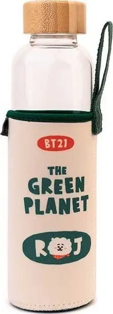 Shishe uji BT21 Line Friends RJ, 500 ml, qelq borosilikat, shumëngjyrëshe