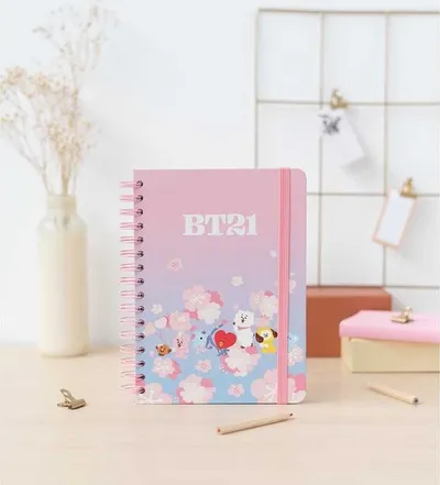 Fletore BT21 Line Friends, A5, kapak i fortë, me spirale - 4