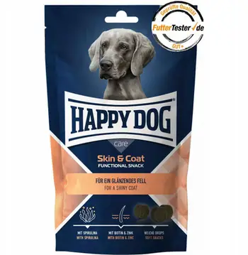 Shpërblim për qen Happy Dog Care Snack Skin and Coat, pa drithëra, për lëkurë dhe qime, 100 g