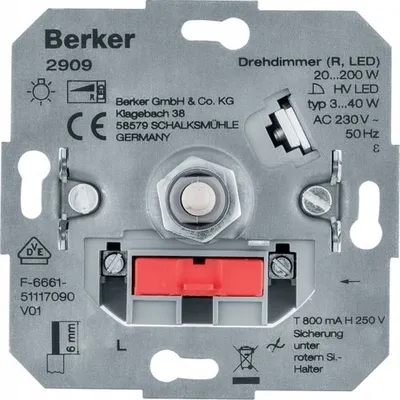 Dimer rrotullues Berker One.platform 2909, 20-200 W, LED 3-40 W, i bardhë - 1