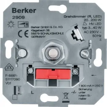 Dimer rrotullues Berker One.platform 2909, 20-200 W, LED 3-40 W, i bardhë