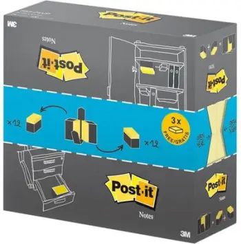 Letër ngjitëse Post-it 653CY-VP20, 38x51mm, e verdhë, 20 copë