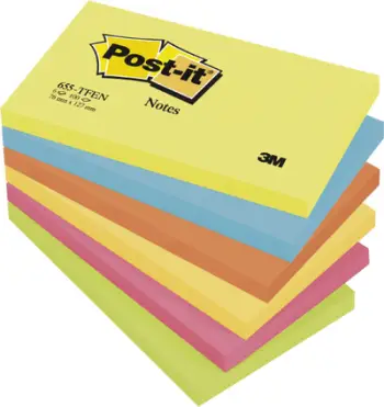 Bllok shënimesh Post-it, 76 x 127 mm, 6 copë, 100 fletë, shumëngjyrësh