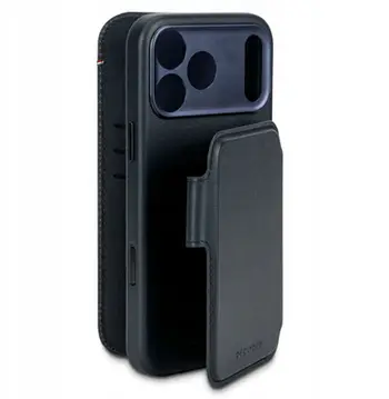 Mbështjellëse folio Decoded për iPhone 17 Pro, lëkurë natyrale, me xhepa kartelash, blu