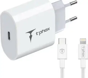 Karikues T-Phox iSpeed Charger, 1x USB C 3A 20W PD, i bardhë