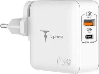 Karikues rrjeti T-Phox MEGA T-PP09 GaN PD, 65W, USB dhe USB C, i bardhë