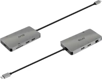 Docking station Club3D USB-C 3.2 - 2xHDMI, 2xUSB-A, RJ45, SD/ Micro SD, USB-C (F)