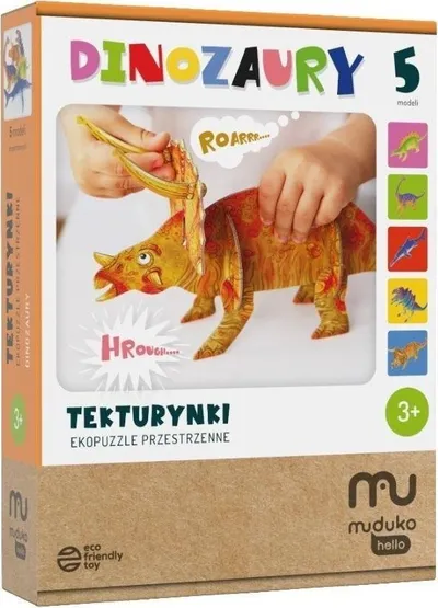 Puzzle hapësinore Muduko Tekturynki Dinosaurs, set edukativ, material ekologjik - 1