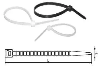 Shirita shtrëngues Japro, 100 x 2.5 mm, 100 copë, të bardhë/zi