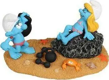 Dekorim akuariumi Aqua Della Smurfette On The Beach, 16.2x9.6x9.3 cm, shumëngjyrësh