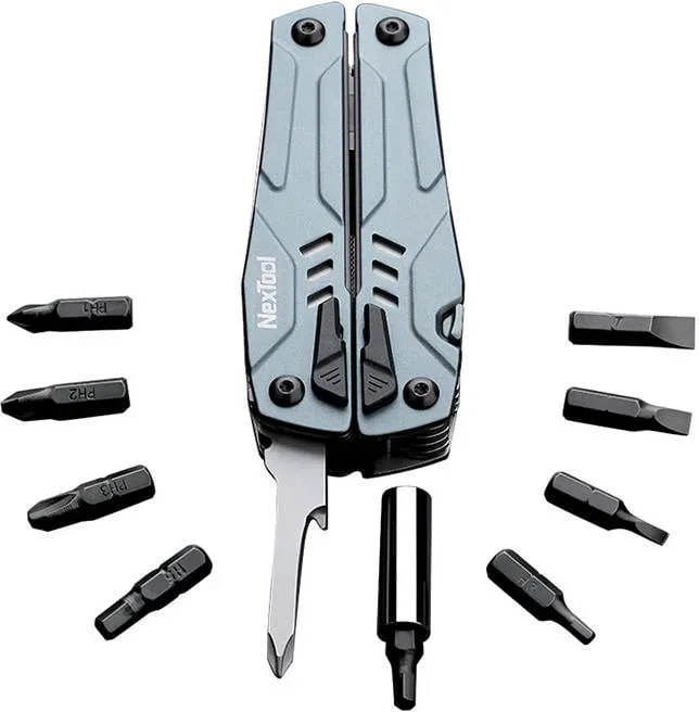 Multitool Nextool NE20045, 15 vegla + set bitash, argjendt/blu - 2