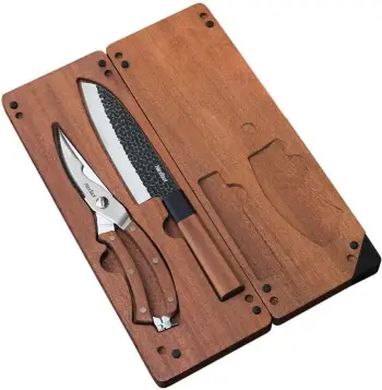 Set kuzhine për kamping Nextool NE20171 me dërrasë prerëse druri dhe thikë Santoku, kafe