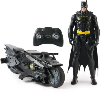 Lodër me telekomandë Batman Stealth Batcycle, motor 30cm, me figurë 30cm, shumëngjyrëshe