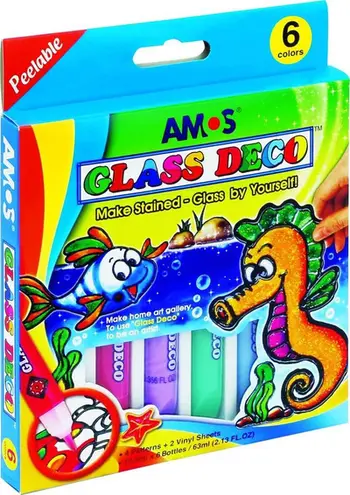 Ngjyra për xham Amos Glass Deco, set 6 ngjyra