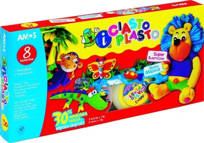 Masë modelimi Amos Plasto Dough, 8 ngjyra, shumëngjyrëshe - 1