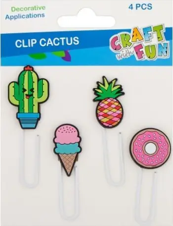 Set kapëse letrash dekorative Craft with Fun Clip Cactus, 4 copë