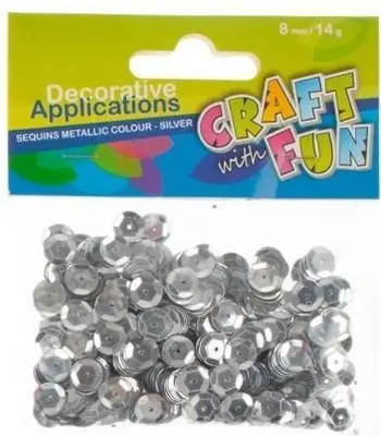 Rruaza dekorative Craft with Fun Metallic Sequins Circles, 8mm, 14g, argjendta