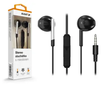 Kufje stereo Aligator AE008, me kabllo 3,5 mm dhe mikrofon, e zezë