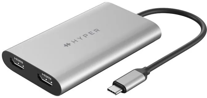Përshtatës HyperDrive Dual HDMI - USB-C, i argjendtë - 2
