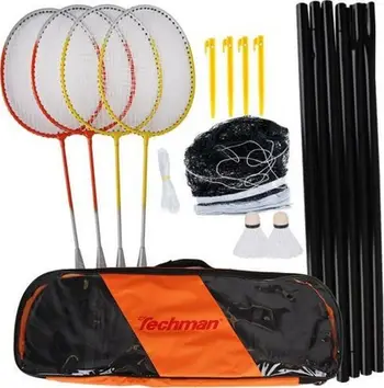 Set badminton Techman TB230, 4 raketa, me rrjetë, shumëngjyrësh
