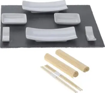 Set enë për sushi Excellent Housewares, i zi/i bardhë
