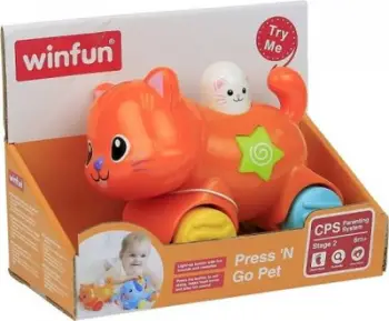 Macë lodër për fëmijë Smily Play Pets Push and Go, portokalli