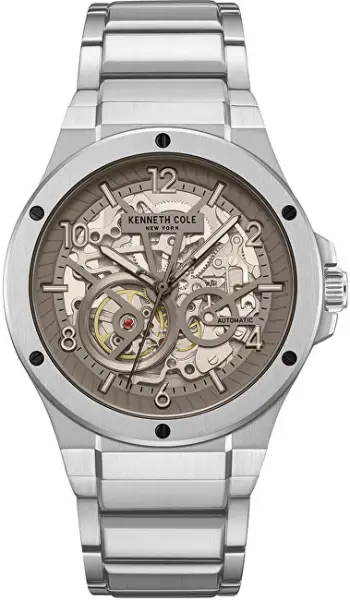 Orë dore për meshkuj Kenneth Cole Automatic Skeleton KCWGY0063302, e argjendtë