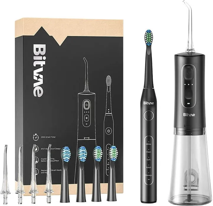 Set furçë dhëmbësh sonike Bitvae D2 me irrigator C2, e zezë - 1