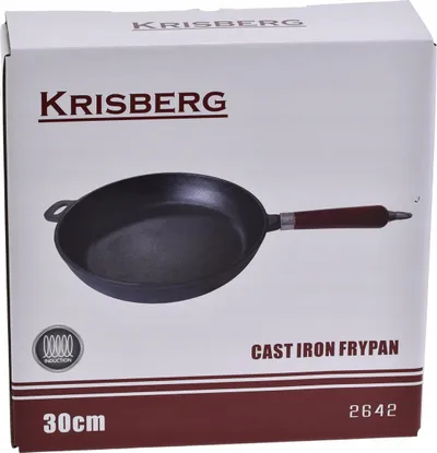 Tigan gize KRISBERG 30 cm, dorezë druri, i zi - 1