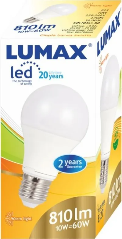 Poç LED BestService Lumax (LL082P), 10W, E27, 810 lm e ngrohtë - 2