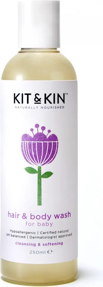 Xhel dushi për bebe Kit and Kin Organic 2in1, flokë dhe trup, 250ml