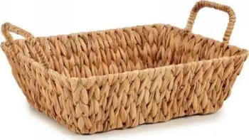 Shportë dekori tavoline Gift Decor, metal dhe Water Hyacinth, 28.5 x 16 x 41.5 cm, kafe