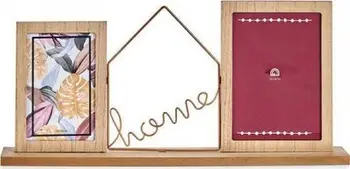 Kornizë dekorative Home, 2 foto, metal dhe dru, kafe
