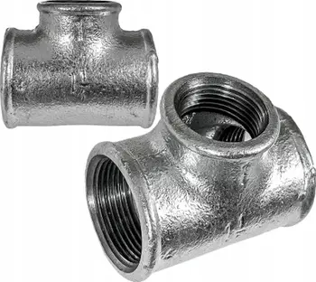 T lidhëse me filetë AGAflex, 1 1/4" x 1" x 1 1/4", e galvanizuar