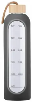 Shishe uji qelqi KiCA Hydro Glass, 1000ml, me mbështjellës silikoni, gri