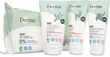 Set për kujdesin e foshnjës Derma Eco Baby unisex, 100ml + 100ml + 150ml + 64 copë