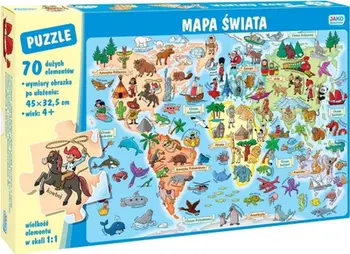 Puzzle Wydawnictwo Jako World Map, 70 pjesë, 45 x 32.5 cm, shumëngjyrëshe