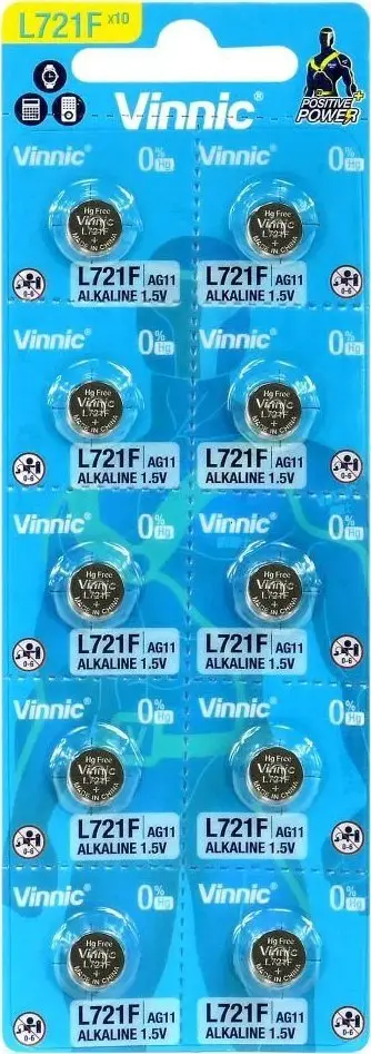 Bateri monedhë Vinnic L721F G11 AG11 LR58, 1.5V, paketim 10 copë