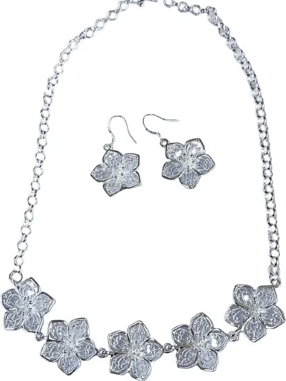 Set qafore dhe vathë Kimsle E035+N336, të flakëruara në argjend - 3