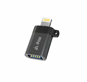 Aksesorë për karikues iPEAX OTG ADAPTER LIGHTNING, USB-A (femer), i zi