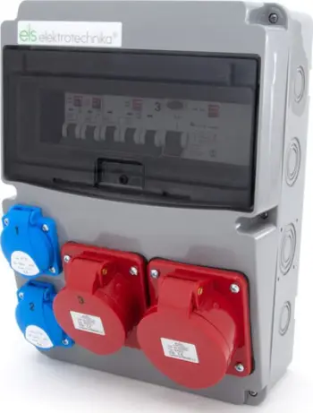 Pllakë shpërndarjeje ELS Elektrotechnika 11NO22C11C1F, 32A 5P, 16A 5P, RCD, IP44